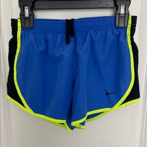 Nike Blue and Neon Yellow Running Shorts